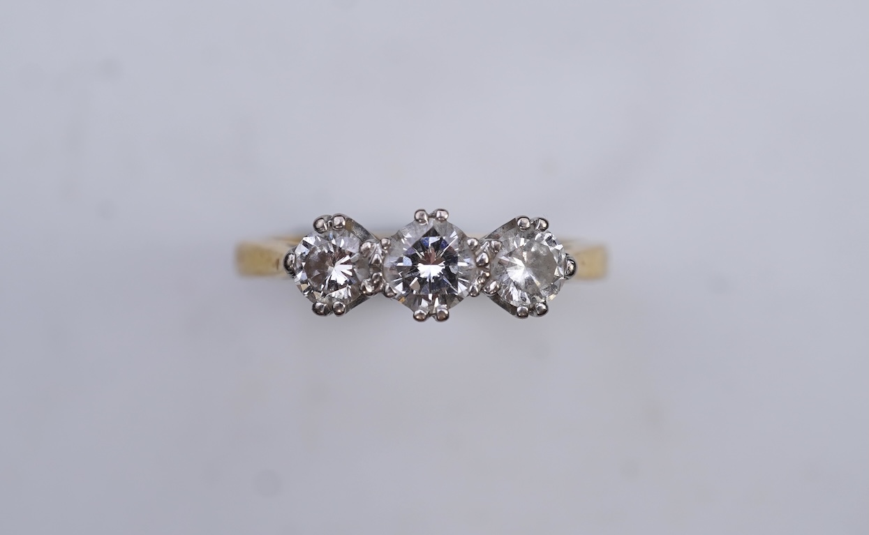 A three-stone diamond ring